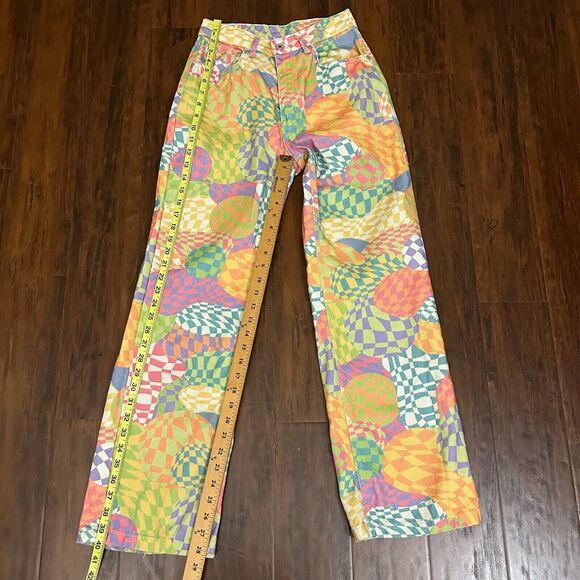THE RAGGED PRIEST Sensory Dad Jeans Colorful Checkered Hippie Retro - Picture 15 of 16